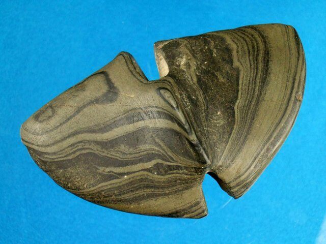 050. 4 5/8 Indiana Banded Slate Double Notched Butterfly Bannerstone, Ex: Townsend G-10 $10,500.00